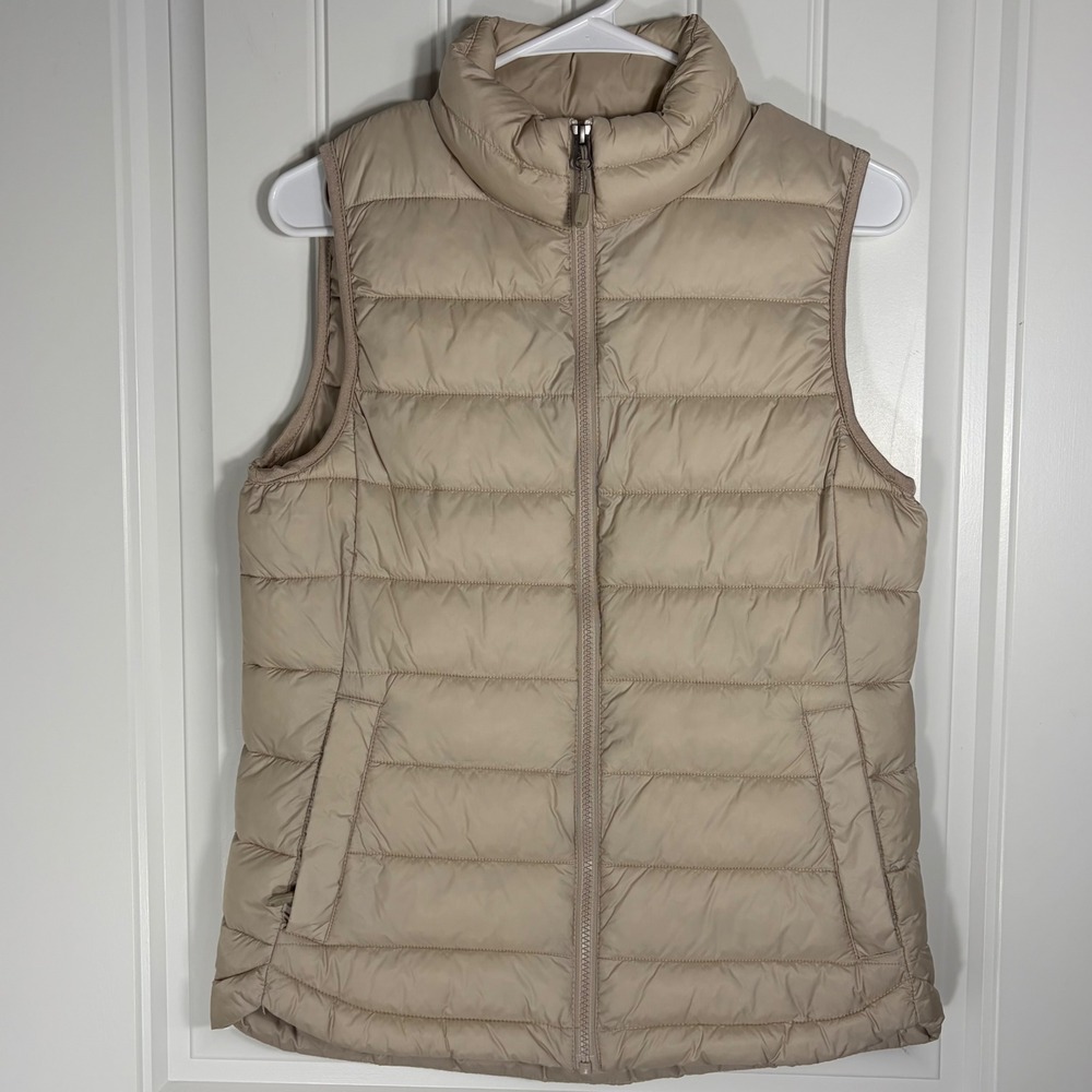 32 Degrees Heat Womens Puffer Vest Tan Beige Full Zip Quilted Size XS